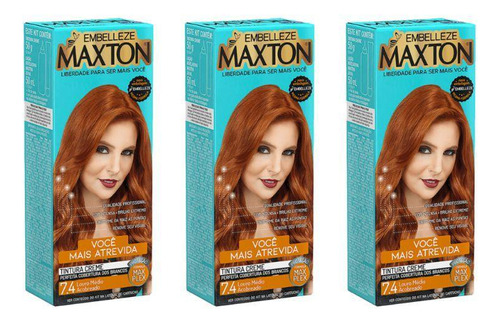 Coloraçao Maxton 7.4 Louro Medio Acobreado-kit C/3un