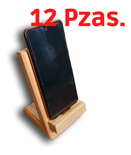 12p Base Porta Celular En Madera Rustica Natural Minimalista