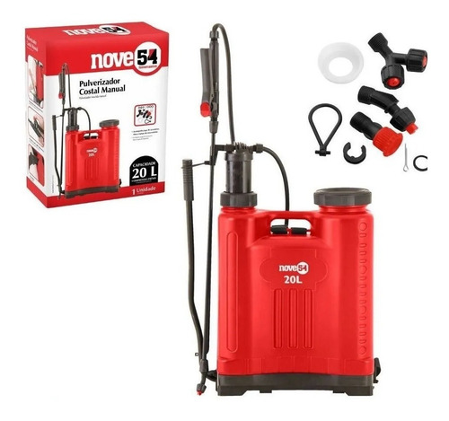 Pulverizador 20 Litros Maquina Passar Veneno Insetcid Nove54 Cor Vermelho