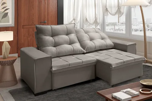 Sofá Retrátil Reclinável Verona Plus 1,50 Velut Hellen Decor Cappuccino Liso