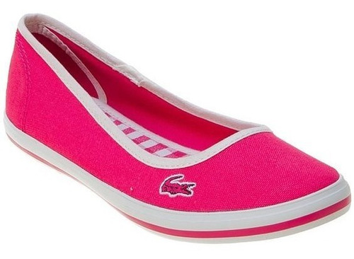 Zapatillas Panchas Lacoste Rosa Mujer Lona Comodas Livianas