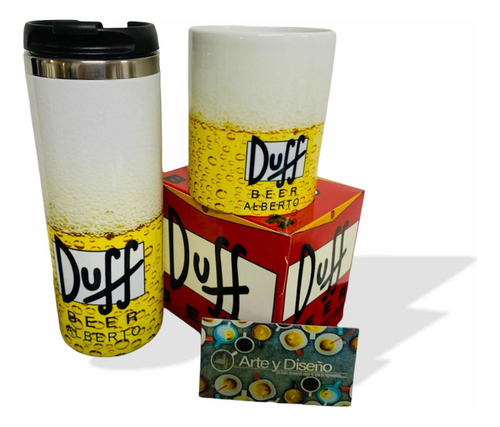 Termo + Taza Duff Serie The Simpsons Color Amarillo