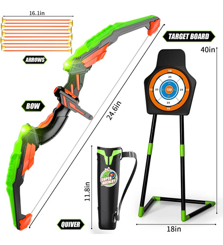 Bow And Arrow For Kids 4-6 8-12, Kids Archery Set With Light
