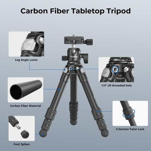 Smallrig Carbon Fiber Mini Cípode De Escritorio, 155 395 3