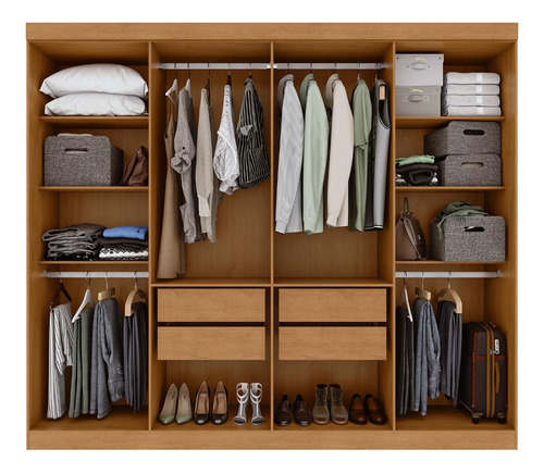 Guarda-roupa Casal Easy Slim 8 Portas Amendoa Clean/off Amêndoa Clean/off White