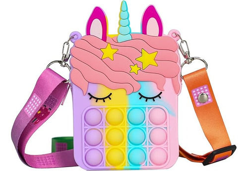 Cartera Bolso Bandolera Unicornio Burbujas Antiestrés Niña