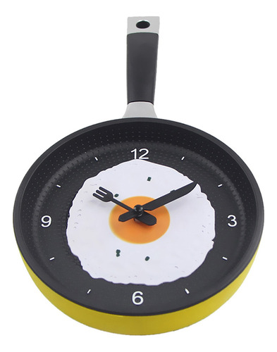 Reloj De Pared En Forma De Sartén Con Huevo Frito Amarillo