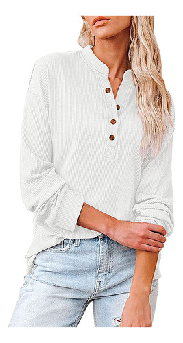 Blusas De Manga Larga Con Cuello Alto Y Botones Lisos De Pan