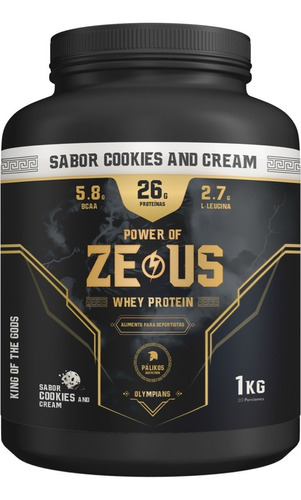 Suplemento en polvo Pálikos Fitness  Olympians Zeus Whey Protein proteína sabor cookies & cream en pote de 1kg