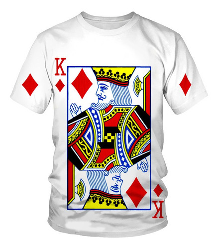 Men Camiseta De Manga Corta Con Estampado De Póquer 3d Para