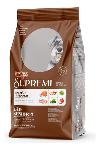 Quatree Supreme Super Premium alimento para cão senior de raça pequena sabor salmão e frango em sacola de 3kg