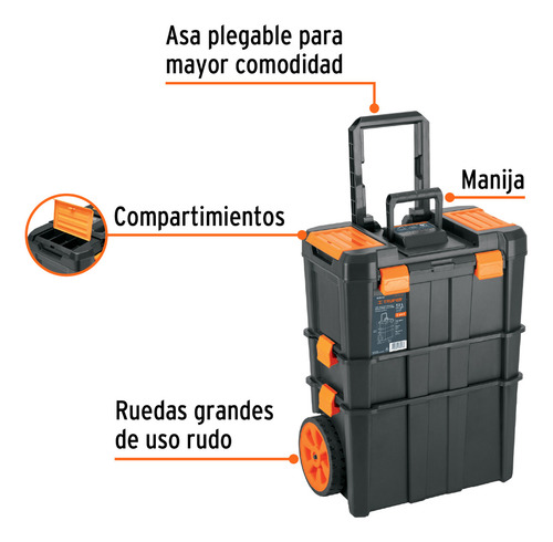 Caja Para Herramientas 19 X25 3 En 1 Desmontable 102644 Color Negro
