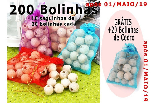 200 Cedro Anti Traça Mofo Bolor C/ Furo Em 10 Sacos + Brinde