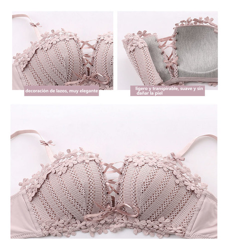 Sujetador Inalámbrico Push-up De Encaje Sexy Para Mujer
