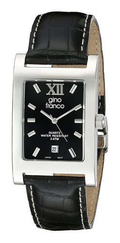 Reloj Hombre Gino Franco 997bk Cuarzo Pulso Negro En Cuero