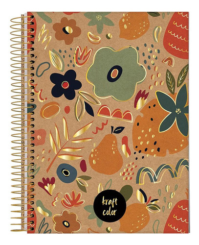 Caderno Univ 10 Matérias 160fl Kraft Color Pera Jandaia