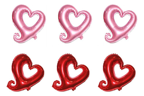 Annodeel 12pcs Heart Foil Globos, 18 Pulgadas Pink Red Roman