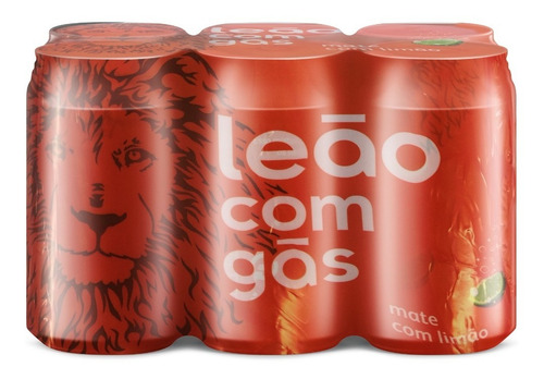 Chá Leão Com Gás Sabor Mate Com Limão - Pack 6 Latas 290ml
