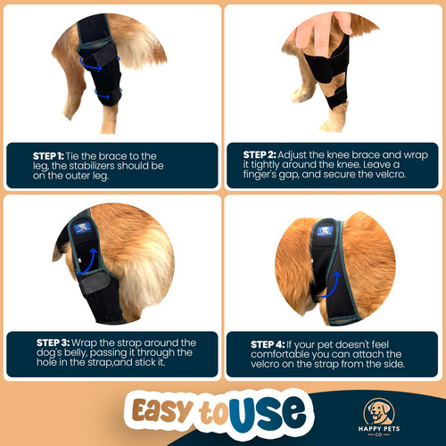 Joelheira Para Cães Happy Pets Co Ajustável Para Ligamento C