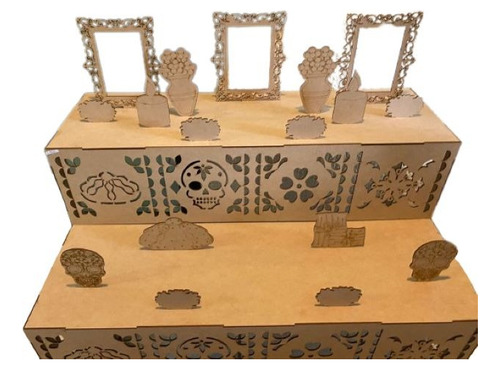 Altar Decorativo Día De Muertos Mdf 3 Niveles Ofrenda