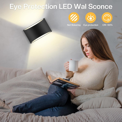 Aplique Led Moderno Negro Para Pared Interior 4 Ud
