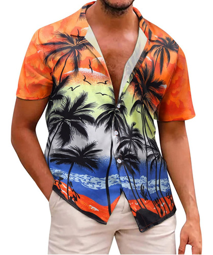 Camisa De Playa Hawaiana De Manga Corta Para Hombre 4k Estam