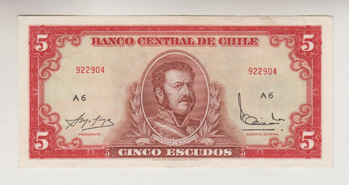 Billete Chile 5 Escudos Molina Ibañez A6 De 1960´s (c85)