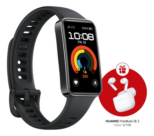 Huawei Smartwatch Band 9, Amoled 1.47, Batería Hasta 14 Días Caja Negro Malla Blanco Bisel Dorado Diseño de la malla Fluoroelastómero