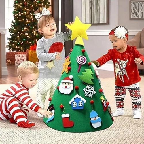 Christmas Árvore De Natal De Feltro, Chapéu De Papai Noel