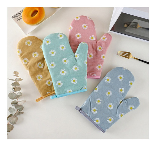 1 Par De Guantes Resistentes Al Calor Con Estampado A Prueba