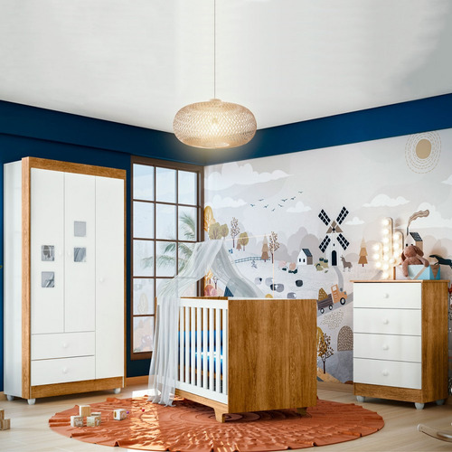 Quarto De Bebê Completo Life 100% Mdf 3 Portas 6 Gavetas