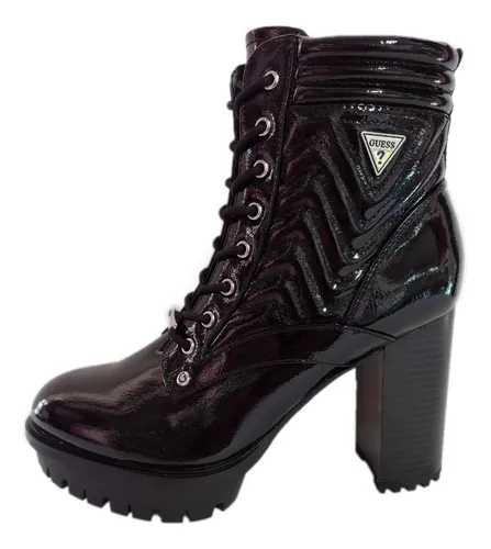 Bota Botín Guess Negro Charol Tacón Alto Original Wgmenners