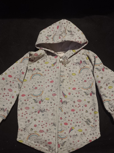 Campera Con Capucha Niñas Unicornio Talle 2 