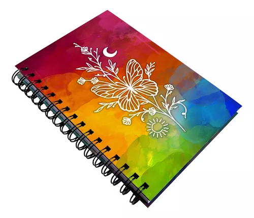 Cuaderno personalizado de mariposas pastel de 8.5 x 11 pulgadas, tapa  blanda laminada brillante duradera, 120 páginas del papel seleccionado,  espiral