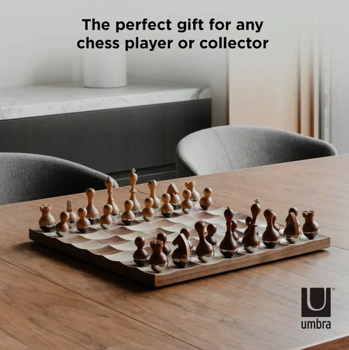 Ajedrez Umbra Wobble Coleccionable De Diseñador Fina Madera (Usado)