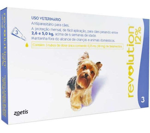 Anti Pulgas Revolution 30 Mg De 2,6 A 5 Kg Com 3 Pipetas