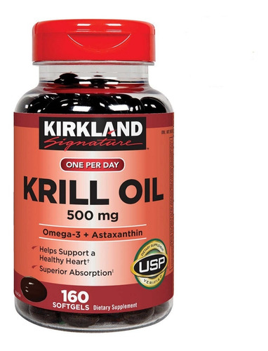 Kirkland Krill Oil 500mg Aceite de Krill Omega 3 160 softgels