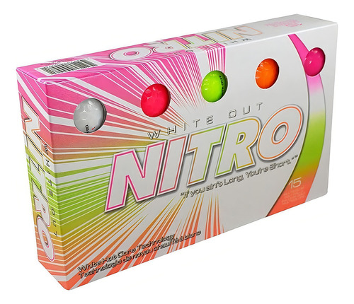 Paquete 15 Pelotas Golf Nitro White Out Div Colores Color Blanco, Amarillo, Rosa, Naranja