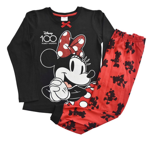 Pijama Original De Minnie Mouse Para Niñas Manga Larga