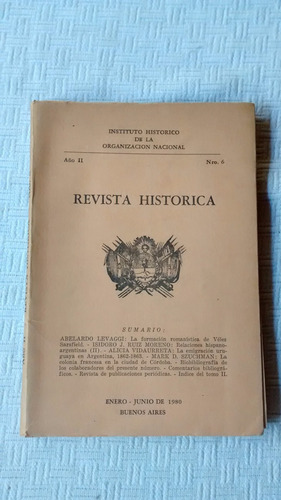 Imagen 1 de 4 de Revista Historica Año Ii Nº 6 Enero Junio 1980 Inst. Hist.