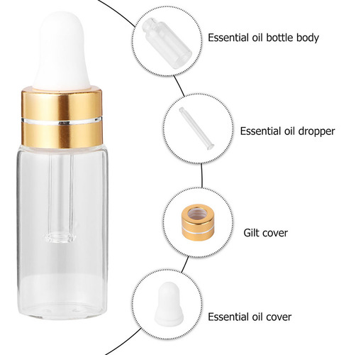 Minibotella De Aceite Esencial Transparente De 3 Ml, 50 Unid