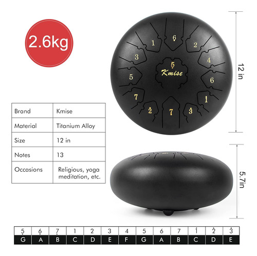 Tambor De Lengua De Acero-12 Pulgadas 13 Notas-handpan Ki...