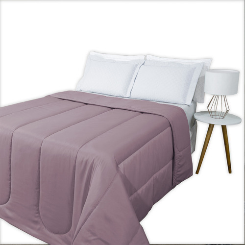 Edredom Solteiro Bordado Micropercal 200 Fios Macio Cor Rose