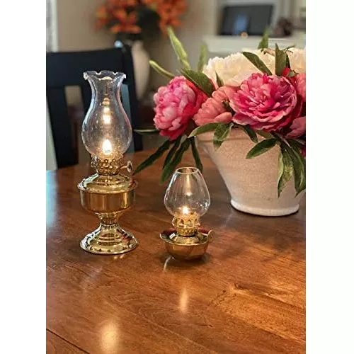 Lámpara de aceite de vidrio vintage, lámpara de aceite de mesa de latón,  lámpara de aceite antigua para decoración del hogar, boda náutica o