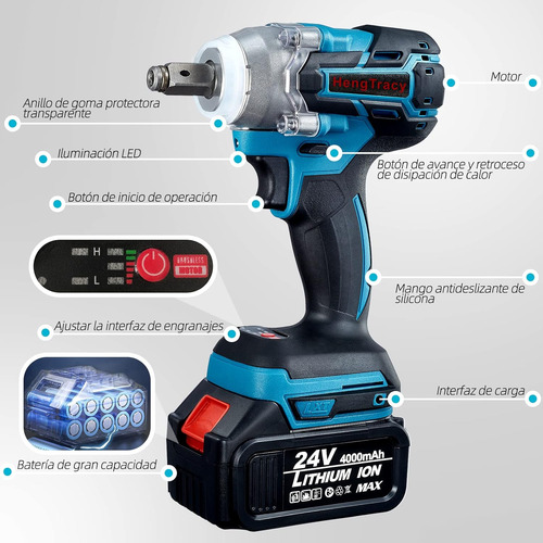 Juego De Llave De Impacto Inalámbrico De 24 V Con 2 Batería