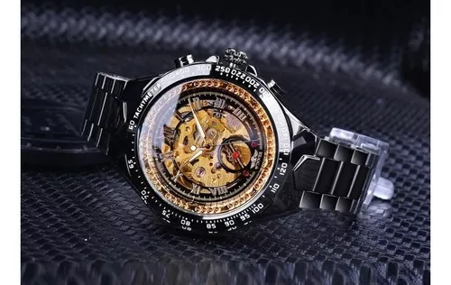 Reloj Hombre Exactime Automático Dorado Noir