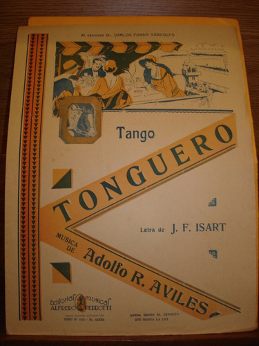 Partitura Tonguero Tango Letra Isart Musica Aviles