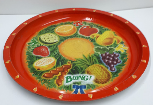 Antigua Charola Metálica De Refrescos Boing De Frutas, 50s (Usado)