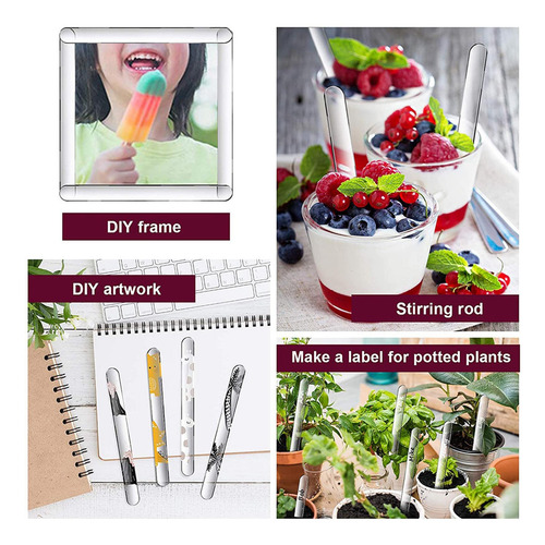 20 Palitos De Paleta Reutilizables Mini Transparente Y Rosa