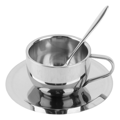 Tazas De Café Con Cuchara, De Acero Inoxidable, Antiescaldad